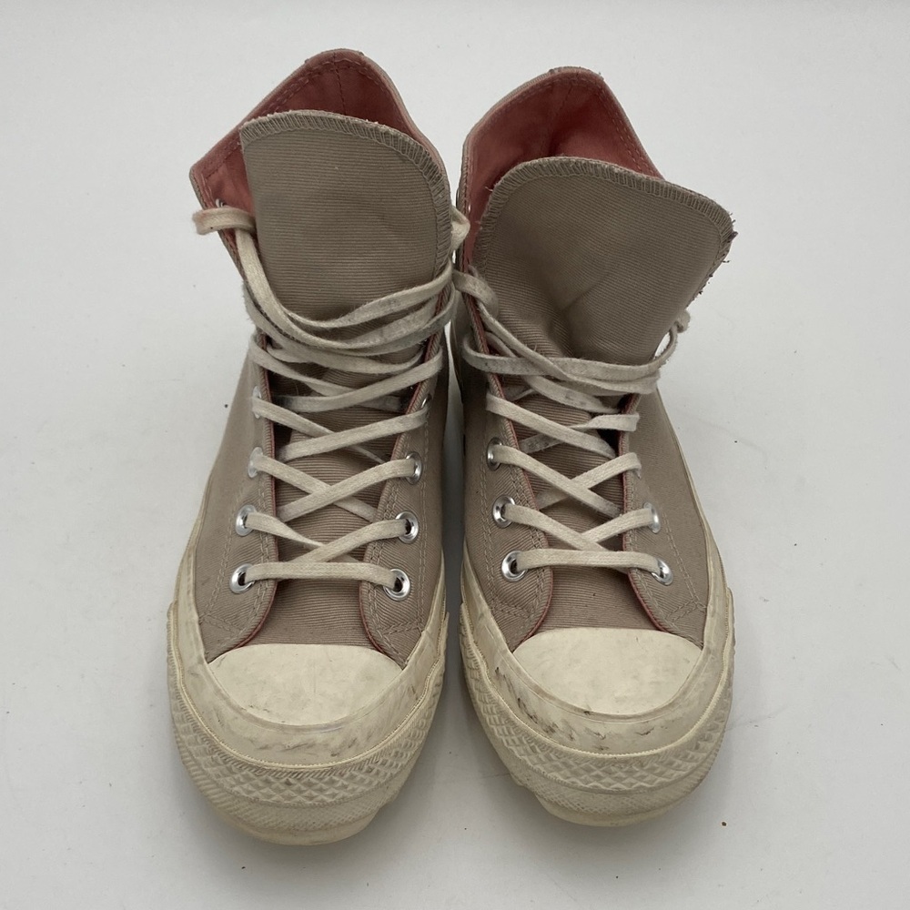 Converse High-Top Canvas Sneakers - Cream and Pink women 8 casual retro Y2K